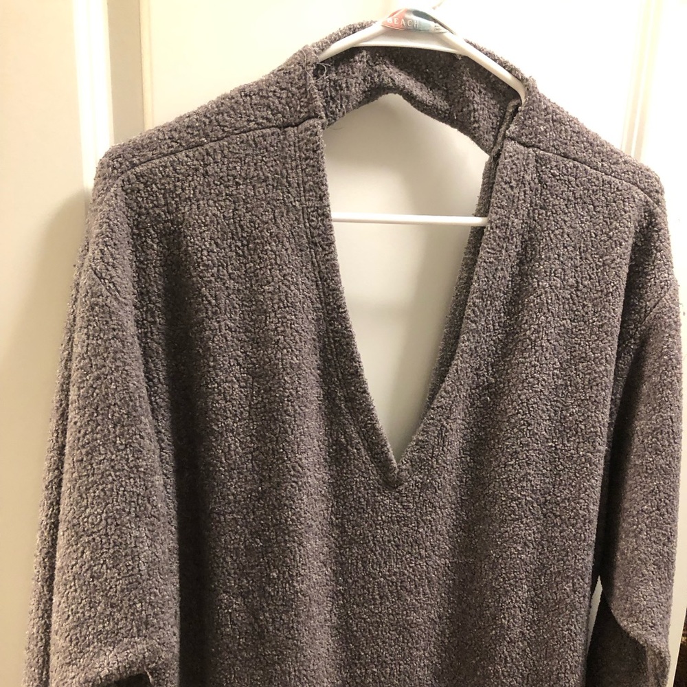 L FP Beach Grey Plush Sweater Dress - Picture 2 of 7